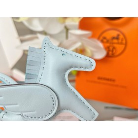 Hermes Rodeo Pegase PM Bag Charm in Blue Brume Lambskin