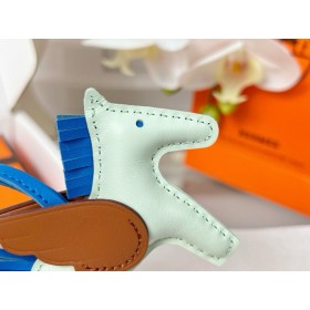 Hermes Rodeo Pegase PM Bag Charm in Fizz/Blue/Gold Lambskin