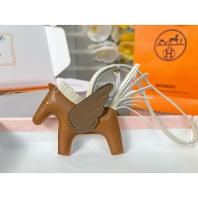Hermes Rodeo Pegase PM Bag Charm in Gold/Craie/Taupe Lambskin