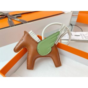 Hermes Rodeo Pegase PM Bag Charm in Gold/Craie/Vert Criquet Lambskin