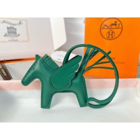Hermes Rodeo Pegase PM Bag Charm in Green Lambskin