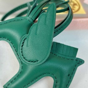 Hermes Rodeo Pegase PM Bag Charm in Green Lambskin