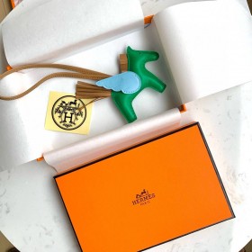 Hermes Rodeo Pegase PM Bag Charm in Menthe/Blue/Biscuit Lambskin