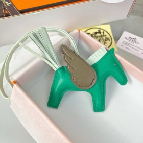 Hermes Rodeo Pegase PM Bag Charm in Menthe/Taupe/Vert Fizz Lambskin