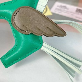 Hermes Rodeo Pegase PM Bag Charm in Menthe/Taupe/Vert Fizz Lambskin