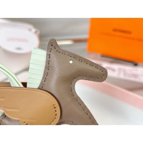 Hermes Rodeo Pegase PM Bag Charm in Taupe/Biscuit/Vert Fizz Lambskin