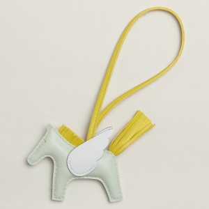 Hermes Rodeo Pegase PM Bag Charm in Vert Fizz/Yellow/Craie Lambskin