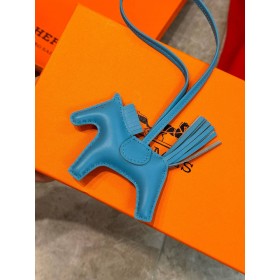 Hermes Rodeo PM Bag Charm in Blue Azteque Lambskin
