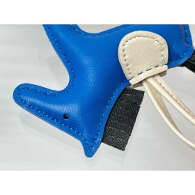 Hermes Rodeo PM Bag Charm in Blue/Black/Craie Lambskin