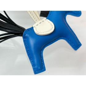 Hermes Rodeo PM Bag Charm in Blue/Black/Craie Lambskin