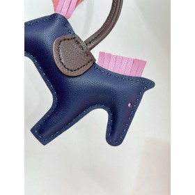 Hermes Rodeo PM Bag Charm in Blue/Chocolate/Pink Lambskin