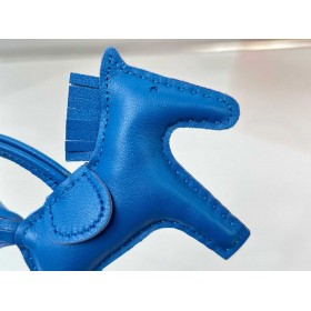 Hermes Rodeo PM Bag Charm in Blue France Lambskin