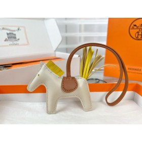 Hermes Rodeo PM Bag Charm in Craie/Yellow/Gold Lambskin