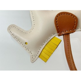 Hermes Rodeo PM Bag Charm in Craie/Yellow/Gold Lambskin