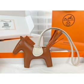 Hermes Rodeo PM Bag Charm in Gold and Craie Milton Lambskin
