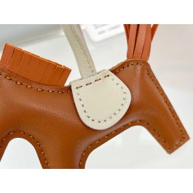 Hermes Rodeo PM Bag Charm in Gold and Craie Milton Lambskin