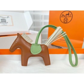 Hermes Rodeo PM Bag Charm in Gold/Craie/Vert Crique Lambskin