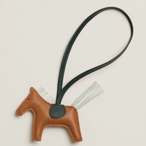 Hermes Rodeo PM Bag Charm in Gold/Vert Fizz/Green Lambskin