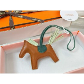 Hermes Rodeo PM Bag Charm in Gold/Vert Fizz/Green Lambskin
