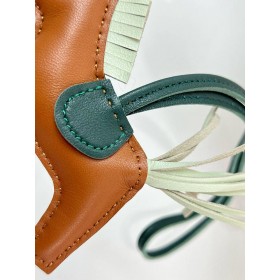 Hermes Rodeo PM Bag Charm in Gold/Vert Fizz/Green Lambskin