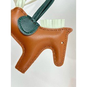 Hermes Rodeo PM Bag Charm in Gold/Vert Fizz/Green Lambskin