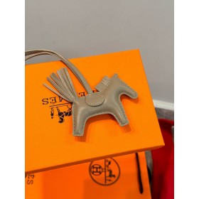 Hermes Rodeo PM Bag Charm in Grey Milton Lambskin