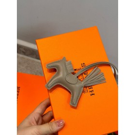 Hermes Rodeo PM Bag Charm in Grey Milton Lambskin