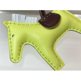 Hermes Rodeo PM Bag Charm in Jaune/Chocolat/Blue Milton Lambskin