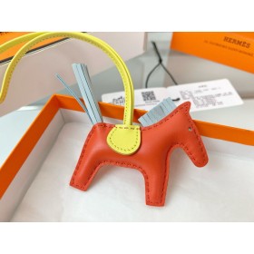 Hermes Rodeo PM Bag Charm in Orange/Blue/Yellow Lambskin