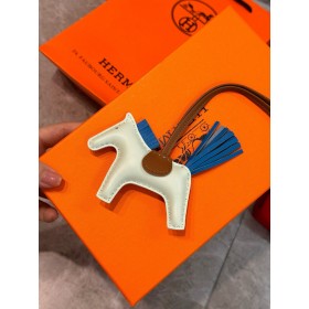 Hermes Rodeo PM Bag Charm in Vert Fizz/Blue/Gold Lambskin
