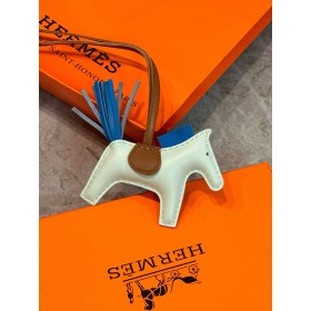 Hermes Rodeo PM Bag Charm in Vert Fizz/Blue/Gold Lambskin