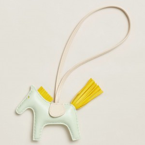 Hermes Rodeo PM Bag Charm in Vert Fizz/Yellow/Craie Lambskin