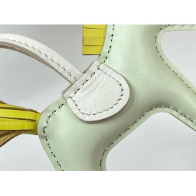 Hermes Rodeo PM Bag Charm in Vert Fizz/Yellow/Craie Lambskin