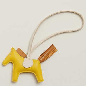 Hermes Rodeo PM Bag Charm in Yellow/Sesame/Craie Lambskin