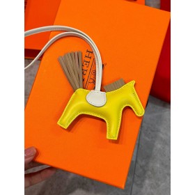 Hermes Rodeo PM Bag Charm in Yellow/Sesame/Craie Lambskin