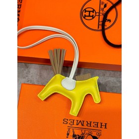 Hermes Rodeo PM Bag Charm in Yellow/Sesame/Craie Lambskin