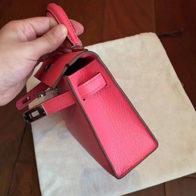 Hermes Kelly Mini II Handmade Bag In Rose Lipstick Chevre Leather