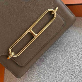 Hermes Roulis Mini 18 Bag in Taupe Swift Calfskin