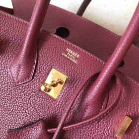 Hermes Birkin 25 Handmade Bag In Ruby Clemence Leather