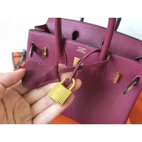 Hermes Birkin 25 Handmade Bag In Ruby Clemence Leather