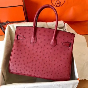 Hermes Birkin 30 Handmade Bag In Ruby Ostrich Skin