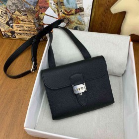 Hermes Sac a Depeches 21 Bag in Black Clemence Leather