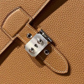 Hermes Sac a Depeches 38 Briefcase in Gold Clemence Leather