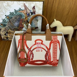 Hermes Steeple 25 Bag in H Plume Canvas with Fantaisie dEtriers