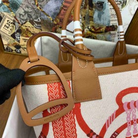 Hermes Steeple 25 Bag in H Plume Canvas with Fantaisie dEtriers