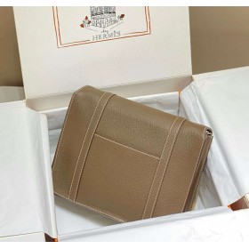 Hermes Steve 30 Messenger Bag in Taupe Clemence Leather