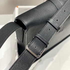Hermes Steve Light Junior Messenger Bag in Black Clemence Leather