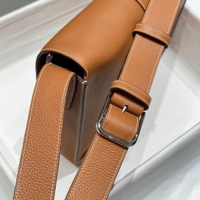 Hermes Steve Light Junior Messenger Bag in Gold Clemence Leather