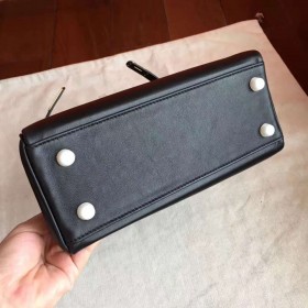 Hermes Kelly 25cm Retourne Handmade Bag In Black Swift Leather