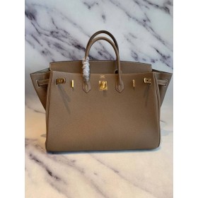Hermes Birkin 40 Handmade Bag In Taupe Clemence Leather